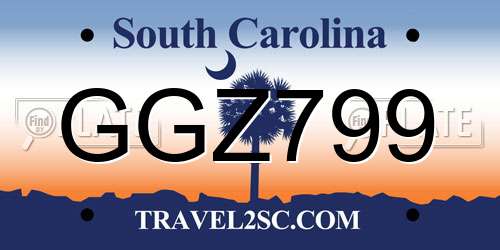 GGZ799 South Carolina License Plate