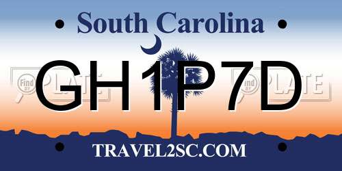 GH1P7D South Carolina License Plate
