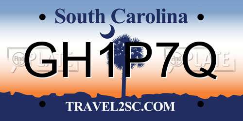 GH1P7Q South Carolina License Plate