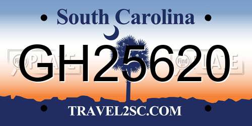 GH25620 South Carolina License Plate