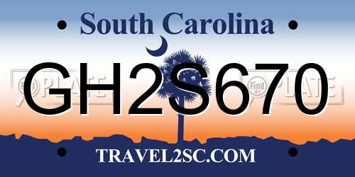 GH2S670 South Carolina License Plate