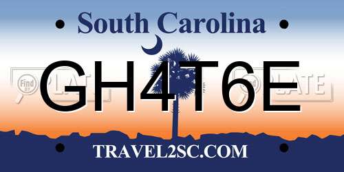 GH4T6E South Carolina License Plate