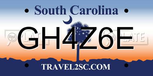GH4Z6E South Carolina License Plate