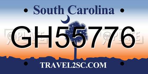 GH55776 South Carolina License Plate