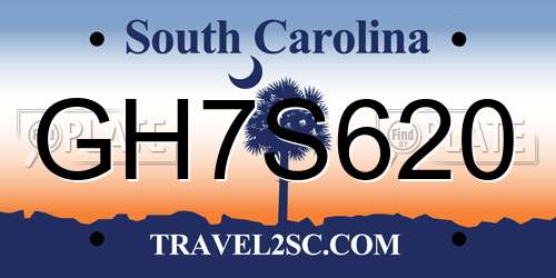 GH7S620 South Carolina License Plate