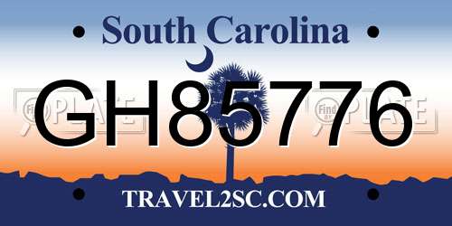 GH85776 South Carolina License Plate
