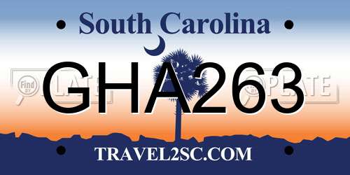 GHA263 South Carolina License Plate