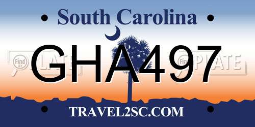 GHA497 South Carolina License Plate