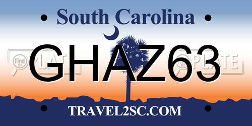 GHAZ63 South Carolina License Plate
