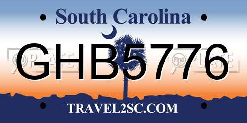 GHB5776 South Carolina License Plate