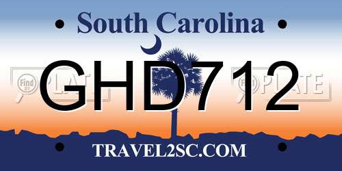 GHD712 South Carolina License Plate