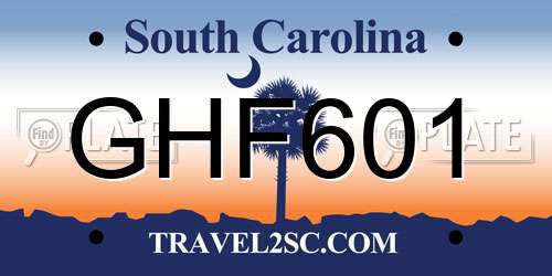 GHF601 South Carolina License Plate