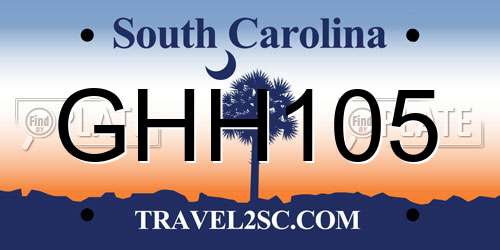 GHH105 South Carolina License Plate