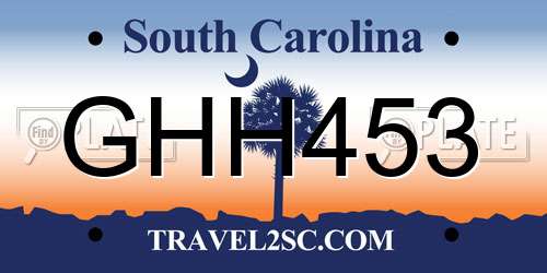 GHH453 South Carolina License Plate