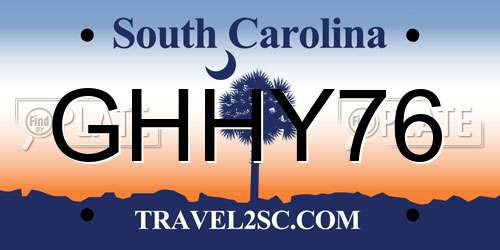 GHHY76 South Carolina License Plate