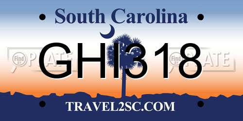 GHI318 South Carolina License Plate