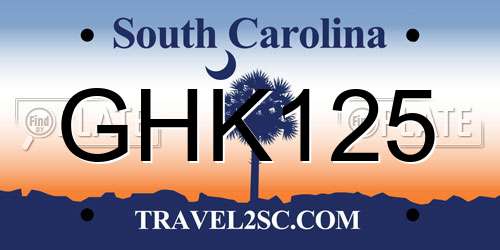 GHK125 South Carolina License Plate