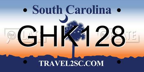 GHK128 South Carolina License Plate