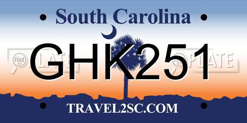 GHK251 South Carolina License Plate