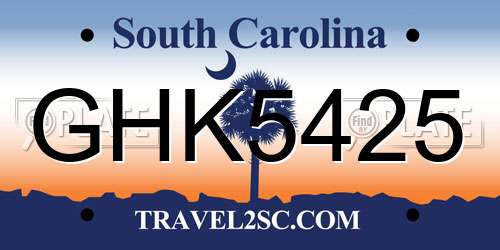 GHK5425 South Carolina License Plate
