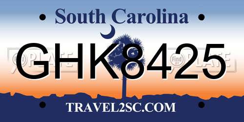 GHK8425 South Carolina License Plate