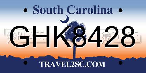 GHK8428 South Carolina License Plate