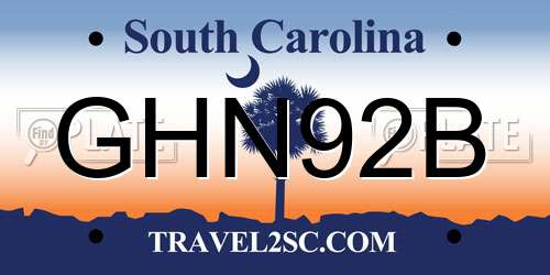 GHN92B South Carolina License Plate