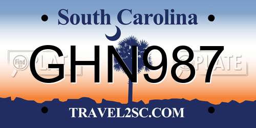 GHN987 South Carolina License Plate