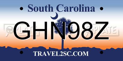 GHN98Z South Carolina License Plate