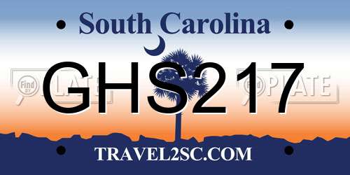 GHS217 South Carolina License Plate