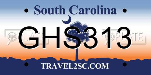 GHS313 South Carolina License Plate