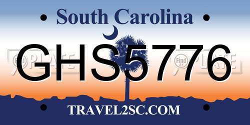 GHS5776 South Carolina License Plate