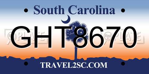 GHT8670 South Carolina License Plate