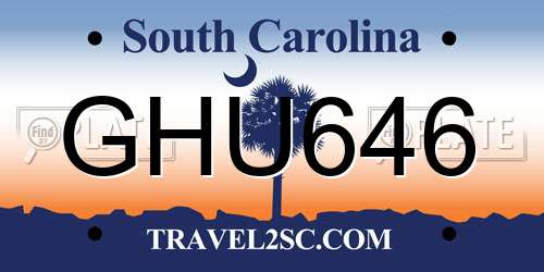 GHU646 South Carolina License Plate