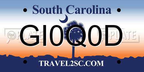 GI0Q0D South Carolina License Plate