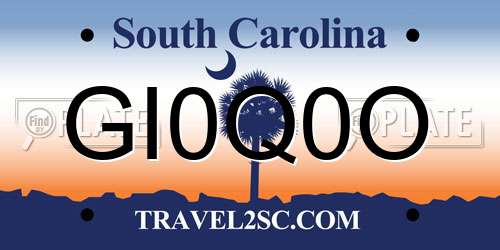GI0Q0O South Carolina License Plate