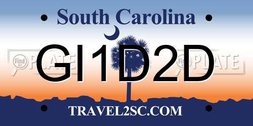 GI1D2D South Carolina License Plate