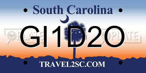 GI1D2O South Carolina License Plate