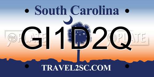 GI1D2Q South Carolina License Plate