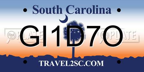 GI1D7O South Carolina License Plate