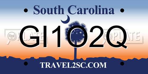 GI1O2Q South Carolina License Plate