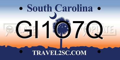 GI1O7Q South Carolina License Plate