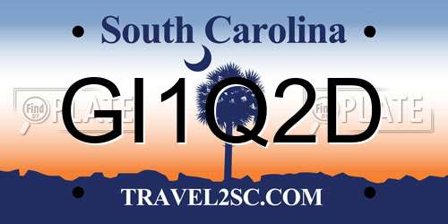 GI1Q2D South Carolina License Plate
