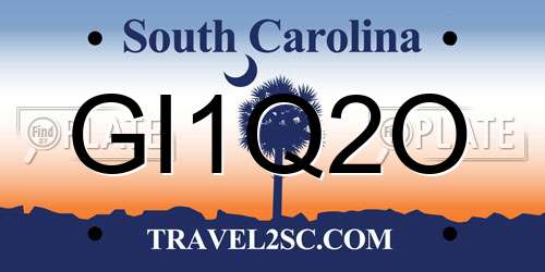 GI1Q2O South Carolina License Plate