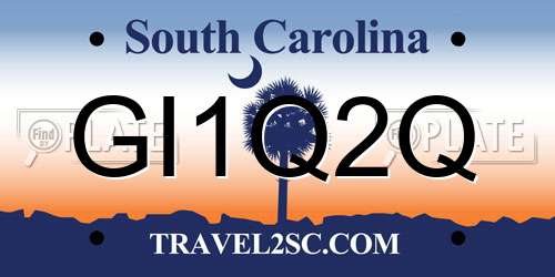 GI1Q2Q South Carolina License Plate
