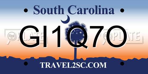 GI1Q7O South Carolina License Plate