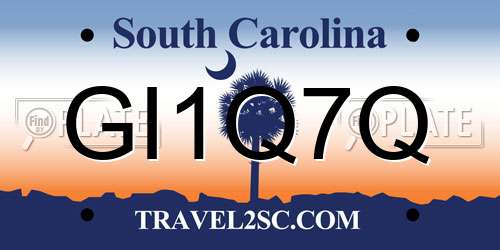 GI1Q7Q South Carolina License Plate