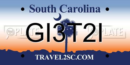 GI3T2I South Carolina License Plate