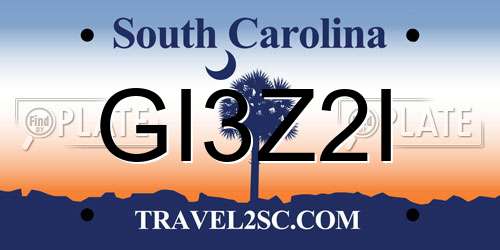 GI3Z2I South Carolina License Plate