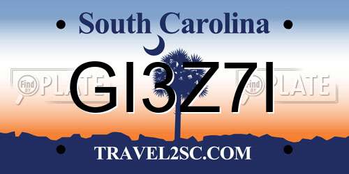 GI3Z7I South Carolina License Plate